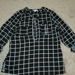 Black & White Striped Long Sleeve Top